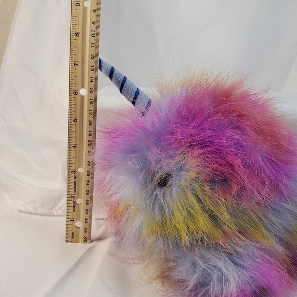Aurora World 10" Neptune Narwhal Purple Blue Yellow Long Fur Plush 2018 - Picture 11 of 11